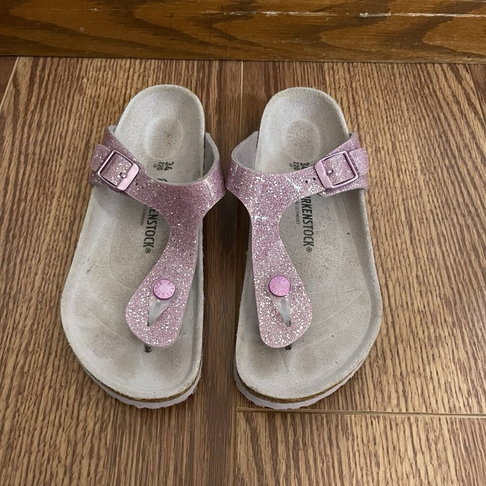 Birkenstock Youth Girls Size 34 US 3 Pink Cosmic Sparkle Old Rose Gizeh Sandals - Picture 3 of 11